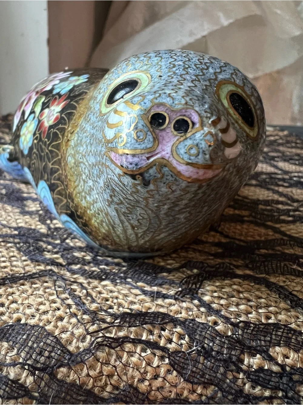 Gorgeous Vintage Cloisonne Seal Fish Figurine Hard to Find